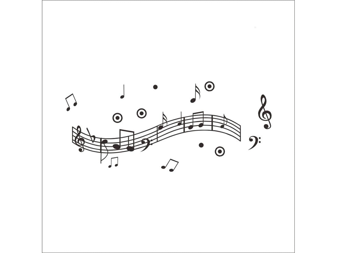 Adesivos de parede infantis, arte de tatuagem de parede, design moderno de notas musicais em PVC, tamanho original 55x86 cm