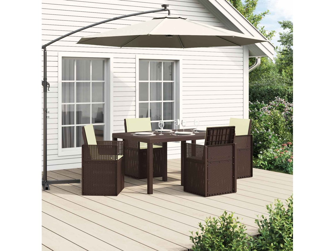 Vidaxl Conjunto De Jantar Para Jardim 5 Unid. Castanho E Creme Pp