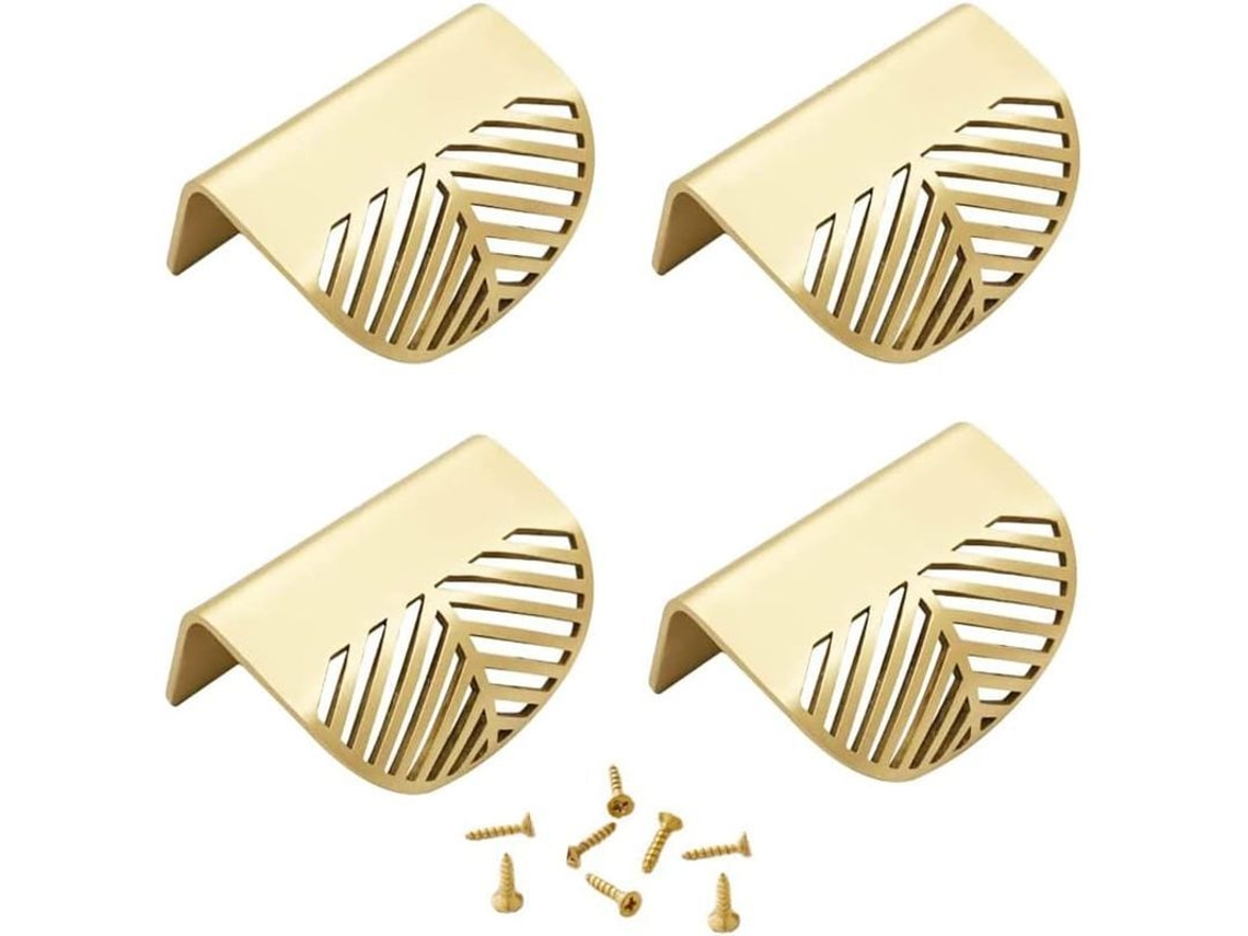 Mango de armário Linjou, 4 peças, dourado, cobre, instalação oculta | S/MARCA