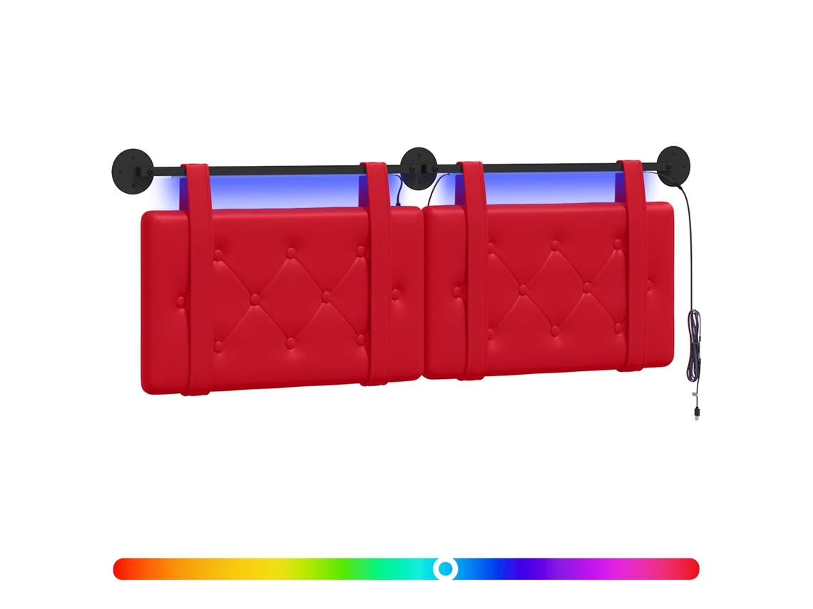 Conjunto 1 Cabeceira Vidaxl Vermelho Couro Sintético (130 X 55 X 5 Cm)