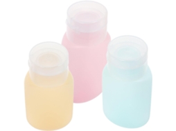 Conjunto de 3 frascos vazios de 60ml para loção de viagem em PE (polietileno).