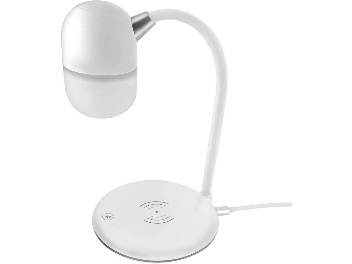 Candeeiro Coluna Bluetooth e Carregador MOXIE Branco para Qualquer dispositivo com função Bluetooth e/ou Qi
