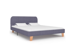 Estrutura De Cama Em Tecido 140x200 Cm Cinzento-claro