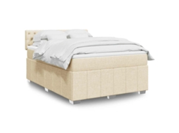 Vidaxl Cama Com Molas/colchão 140x190 Cm Tecido Cor Creme