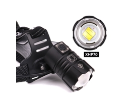 Lanterna de Cabeça com Zoom XHP70, USB BRILVIBERA
