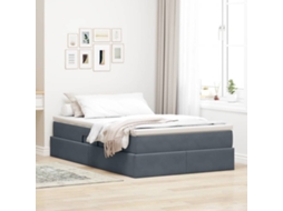 Vidaxl Cama Com Arrumação E Colchão Cinza Escuro 120 X 200 Cm Veludo