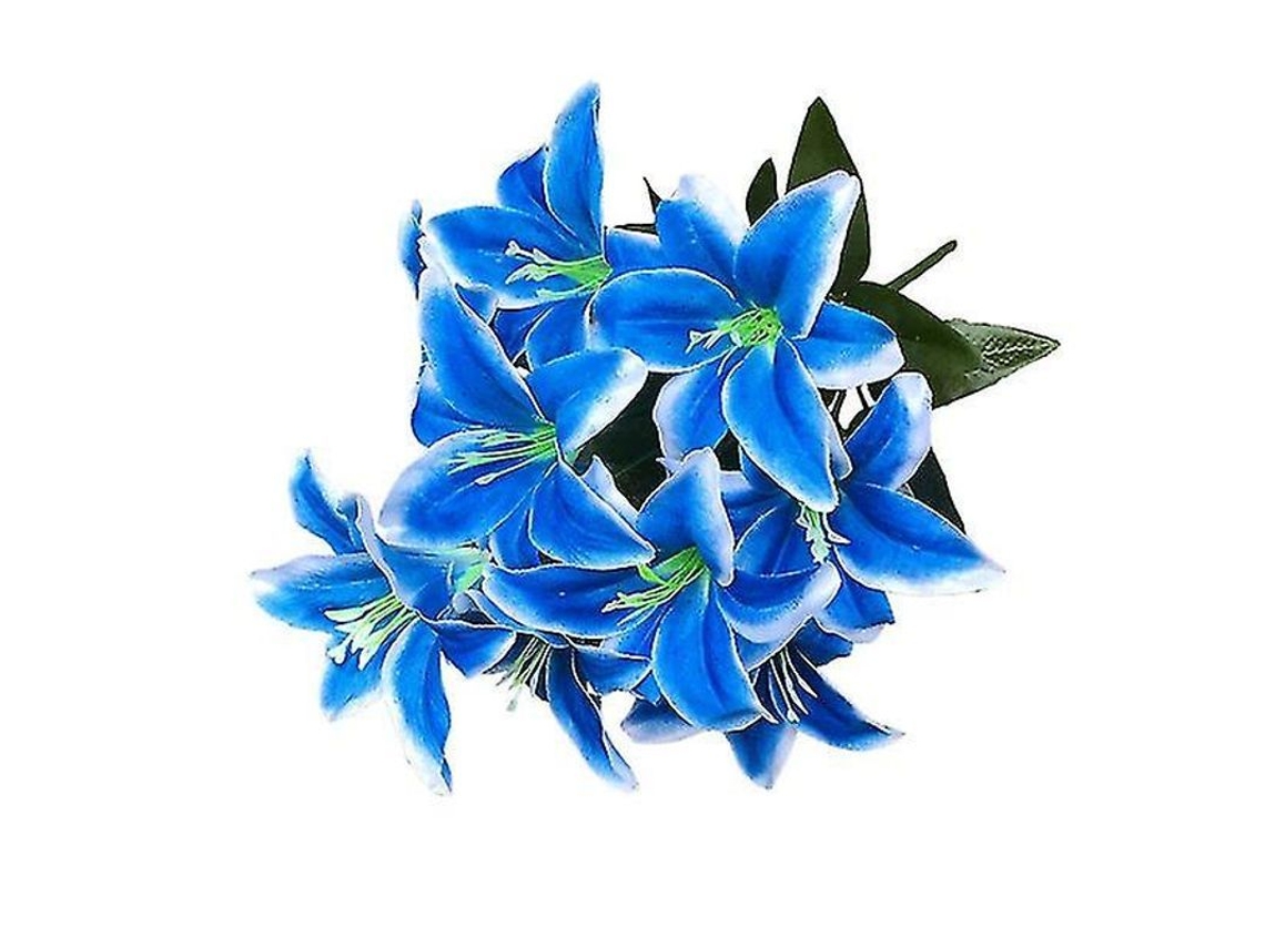 2pcs Lírio Artificial 10 Cabeças Flores Falsas Para Decoração De Casamento E Festas Azul