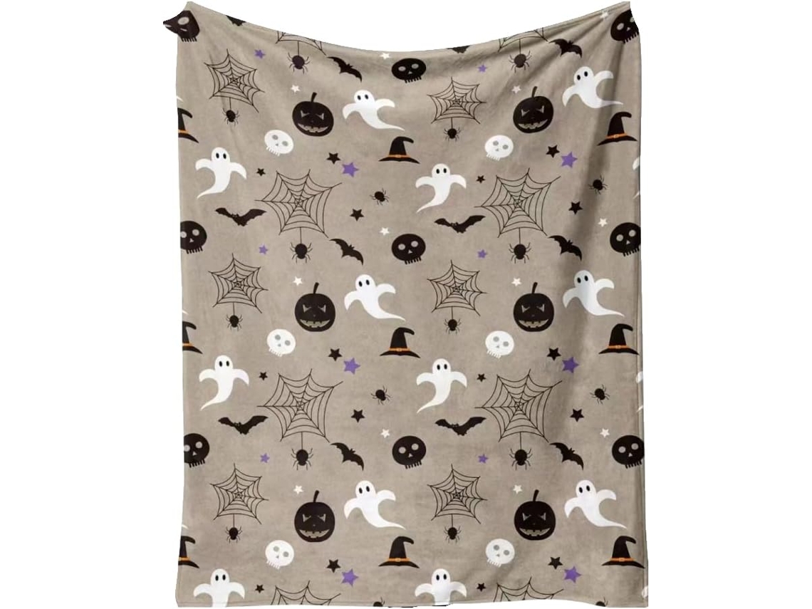 Manta Pequena Syjym Halloween em Flanela com Estampa Digital Confortável Macia e Quente de Dupla Face Ideal Pa