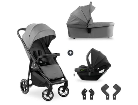 Hauk - Conjunto de viagem 3 em 1 Shop N Care Trio, berço, adaptadores para assento de carro, 4 rodas, cinza