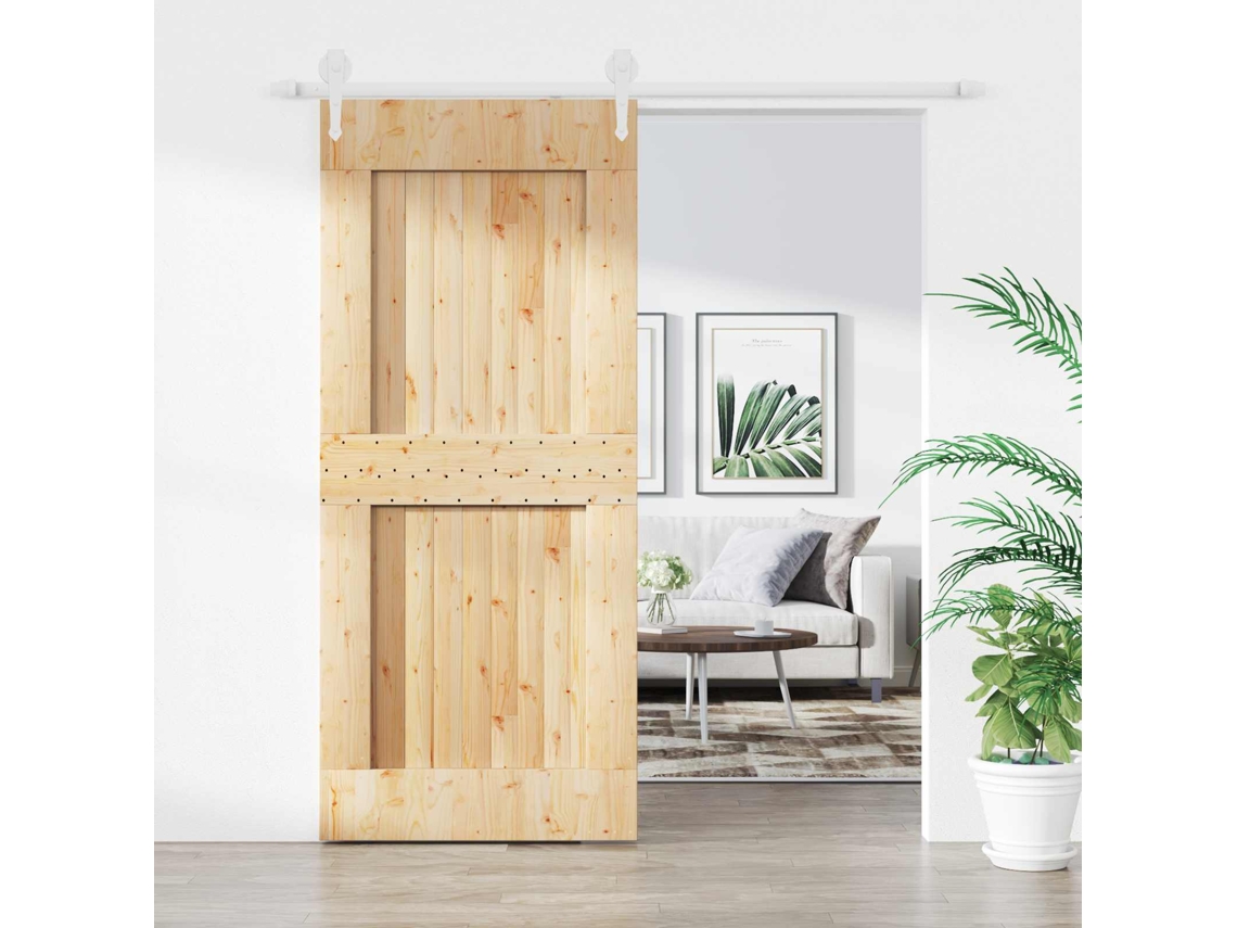 Vidaxl Porta Deslizante Natural E Branco 90 X 210 Cm