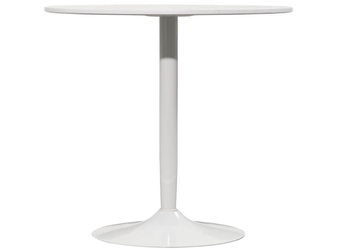 Mesa De Jantar Redonda 2 Pessoas Com Base De Aço, Ø80x75cm, Estilo Moderno Na Cor Branca