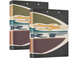 Prancheta Surf Vintage 3,8cm 1,5 Polegadas Material Escolar, Com Anéis Redondos e Prancheta, Pacote com 1 ou 2 Unidades