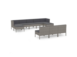Maison Exclusive - 10 Pcs Conjunto Lounge De Jardim C/ Almofadões Vime Pe Cinzento