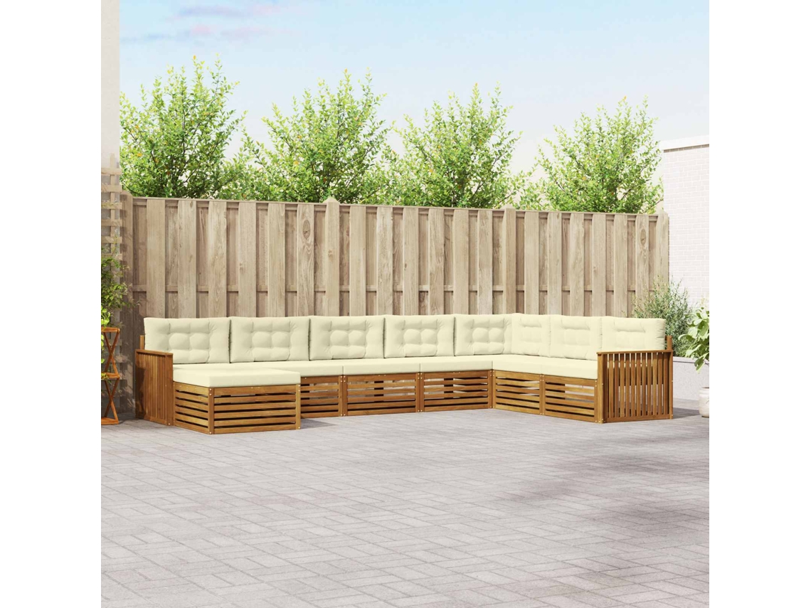 Vidaxl Conjunto De Sofás Para Exterior 8 Unid. Natural E Creme