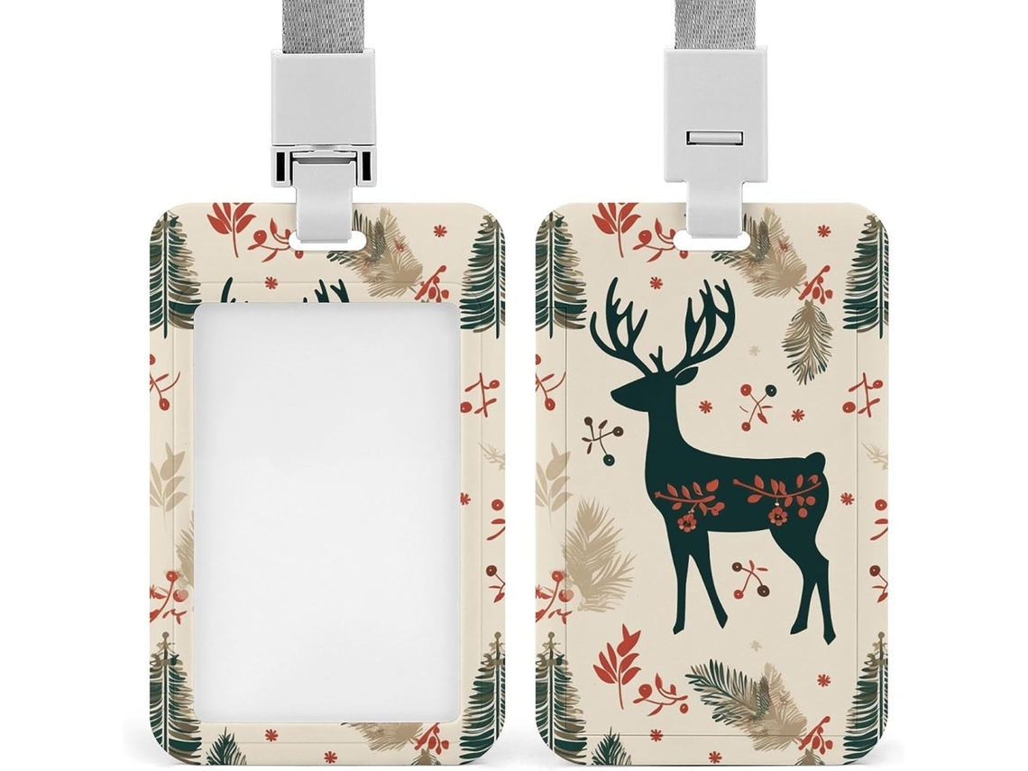 Porta Crachá De Natal Com Cordão, Em Formato De Rena, À Prova D Água, Com Clipe Crachá De Trabalho