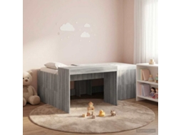 Vidaxl Cama Alta Para Crianças Com Mesa Sonoma Cinzento 80 X 200 Cm