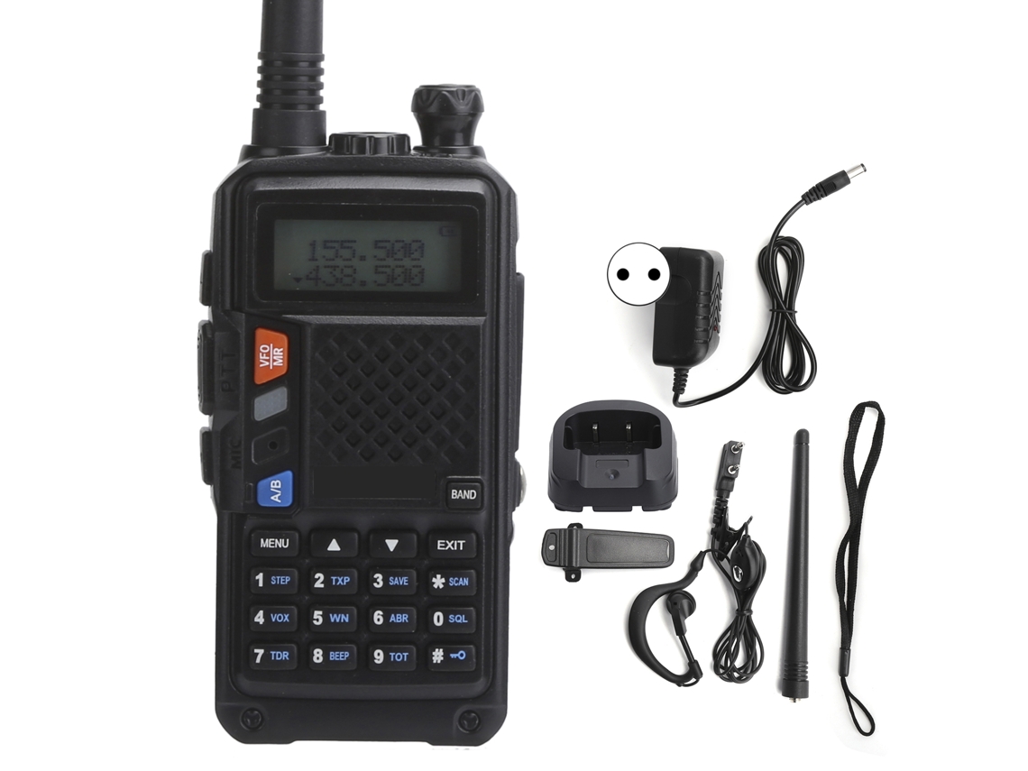 Mali kit de Rádios Portáteis Walkie Talkie com Display Lcd e Clip, Carregamento Usb, Bateria de Íon de Lítio, 128 Canais, Preto, Plugue Eu