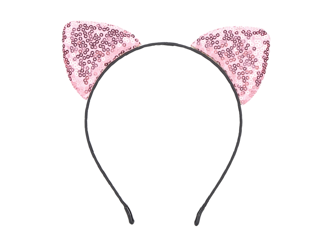 2026 diadema Reversível com Orelhas de Gato com Lentejuelas Brilhantes Acessórios de Cabelo para Mulheres Kitty Rosa