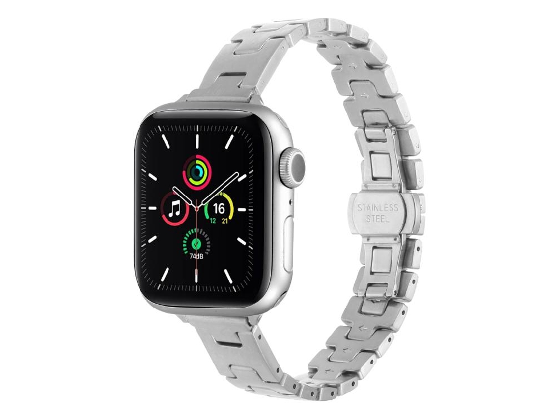 Bracelete para Apple Watch 46/49/45/44mm Silicone Preta com Fivela de Pino Branca XIAOMOYU
