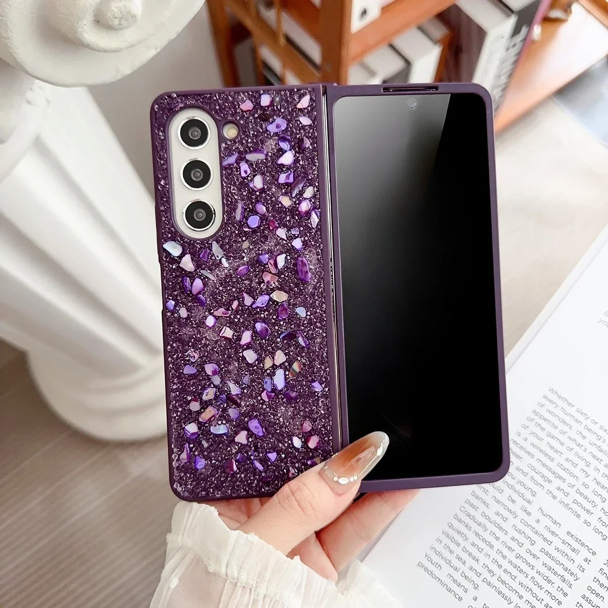 (roxo, Galaxy Z Fold5) Capa Flip Requintada Com Design À Prova De Choque, Feita De Material Tpu.