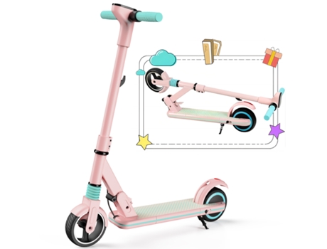 Trotinete Elétrica para Crianças ELSCOOT S3 Rosa(Velocidade Máx 14 km/h- Carga 70 kg- Autonomia 8km- Dobrável- LCD Ecrã)