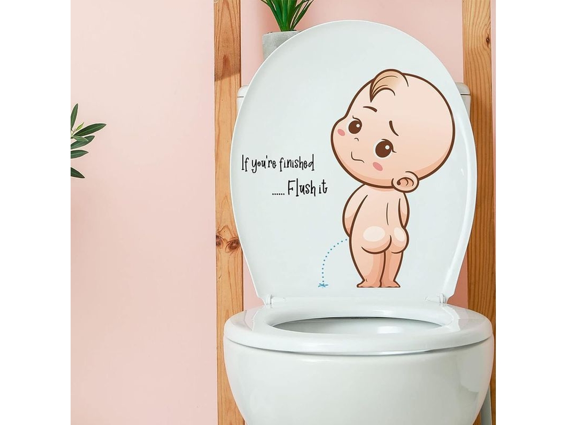 2026 calcomanías de Baño com Villano Cartoony Frase If You're Finished Flush It Decoración Wc