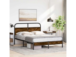 Vidaxl Estrutura De Cama S/ Colchão Derivados Madeira Carvalho Fumado