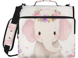 Mochila escolar macia com estampa de elefante de desenho animado, com zíper triplo, alça de ombro removível e diversas opções de bolsas.