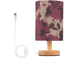 Base de mesa pequena Kill com suporte USB, camuflada em bordô, ideal para cabeceira feminina.