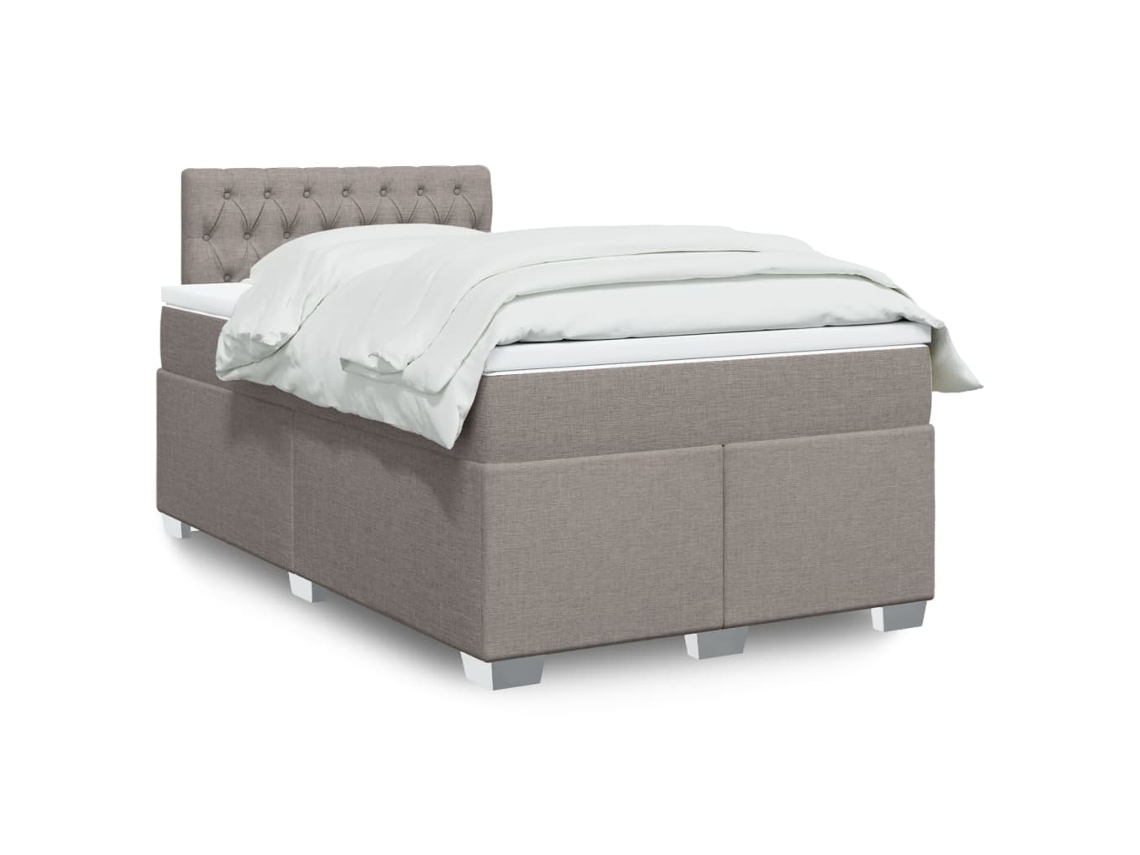 Vidaxl Cama Com Molas/colchão 120x200 Cm Tecido Castanho-acinzentado