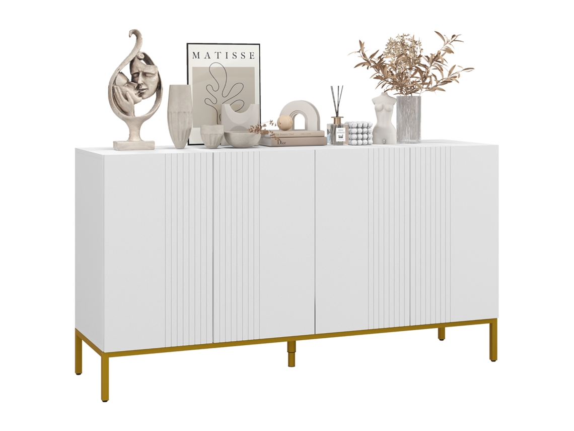 Cômoda vintage shabby BTFORUS com 5 gavetas, 46x34x97,5cm, branco