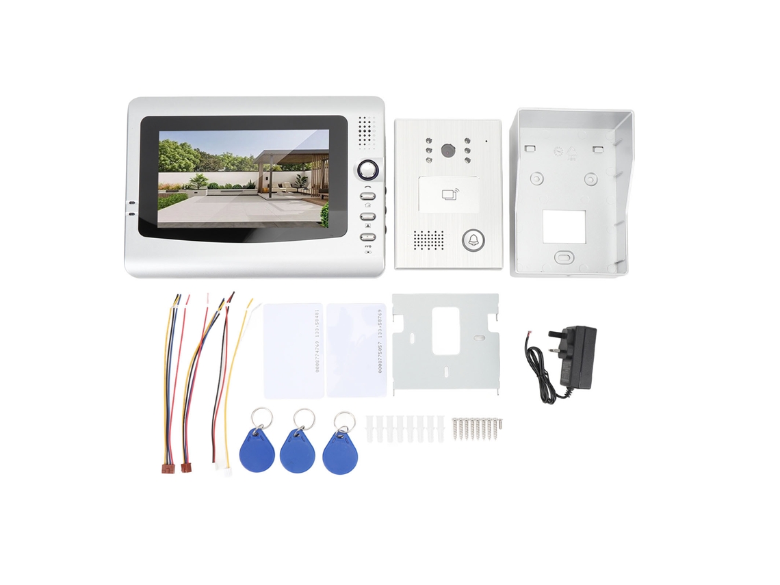 Sistema Intercomunicador com Capa Anti chuva Visão Noturna Ângulo Largo 7 Polegadas Plug Uk