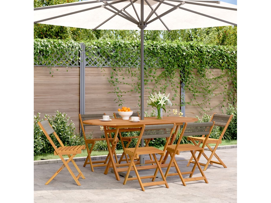 Vidaxl Cadeiras De Jardim Dobráveis 6 Pcs Madeira Acácia Maciça Cinza