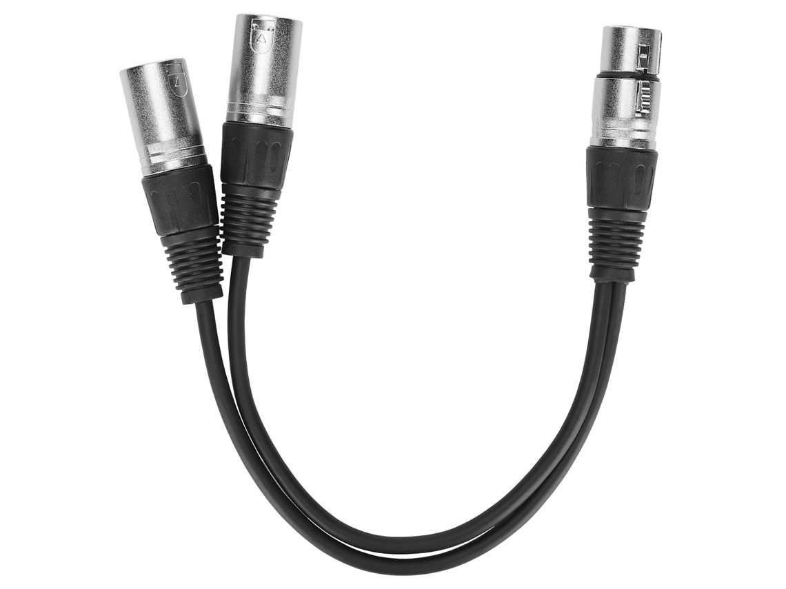 Cabo Xlr Fêmea para Dois Xlr Macho Y splitter Microfone Áudio 0.3m 22awg