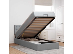 Cama otomana com colchão 90x200 cm tecido cinzento claro