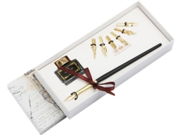 Conjunto de 9 Porta Canetas Caligrafia Retrô, em Aço Inoxidável com Superfície Lisa, Caneta Elegante CHABERLU
