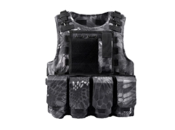 Colete militar para homem, leve, ajustável, padrão piton, preto, para atividades ao ar livre