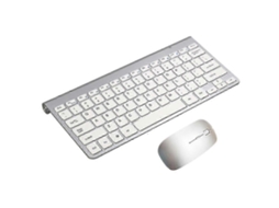 Mini Teclado Sem Fio Ultrafino 2.4g Com Mouse Para Home Office Everley891 (prata)
