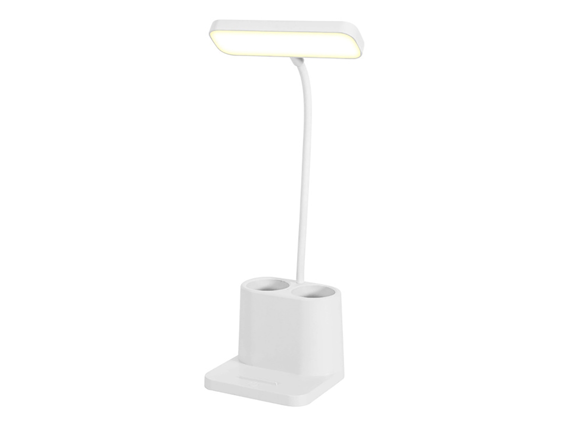 2026 lâmpada de Escritório Led com Porta Canetas e Suporte para Telefone, 3 Cores, Brilho Ajustável, Recarregável (bateria de Lítio)