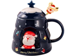 Caneca De Natal, Caneca De Vidro Térmica Com Tampa E Colher, Caneca De Café De Natal Com Papai Noel, Gokoco