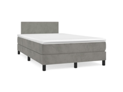 Vidaxl Cama Boxspring com Colchão 120x190 Cm Veludo Cinzento claro