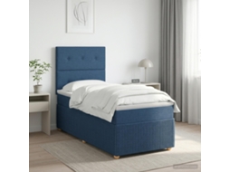 Vidaxl Cama Box Spring Com Colchão Azul 100 X 200 Cm Tecido