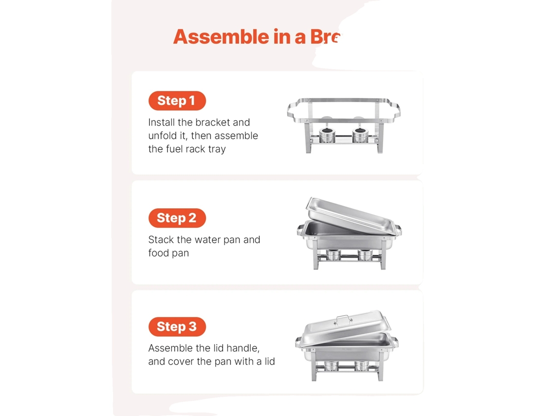 Conjunto De Rechaud, Aço Inoxidável, Panelas De Buffet, Prata