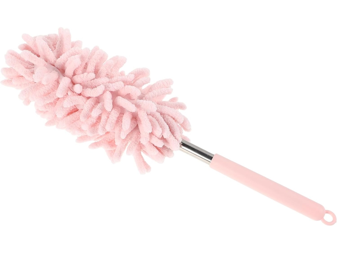 Pano De Carro Compacto Rosa Extensível Em Chenille E Aço Inoxidável