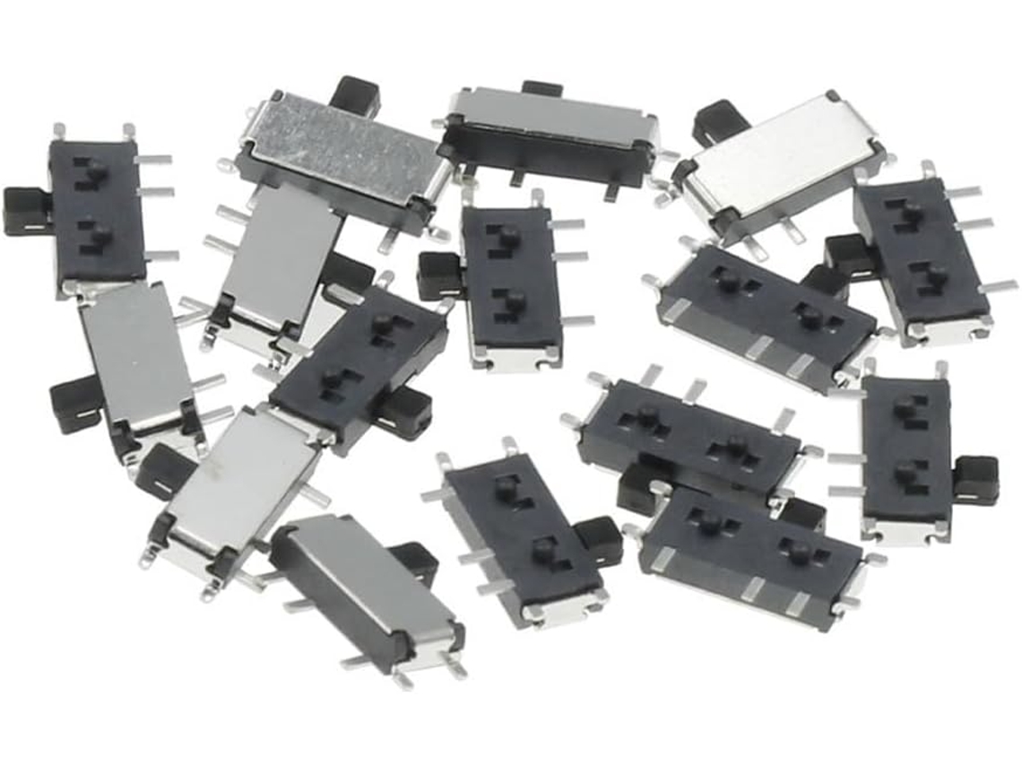 Interruptor Deslizante De 7 Pinos, Liga Desliga, 2 Posições, 1p2t, Altura = 1, 5mm, Miniatura, Horizontal, Smd, 50 Unidades