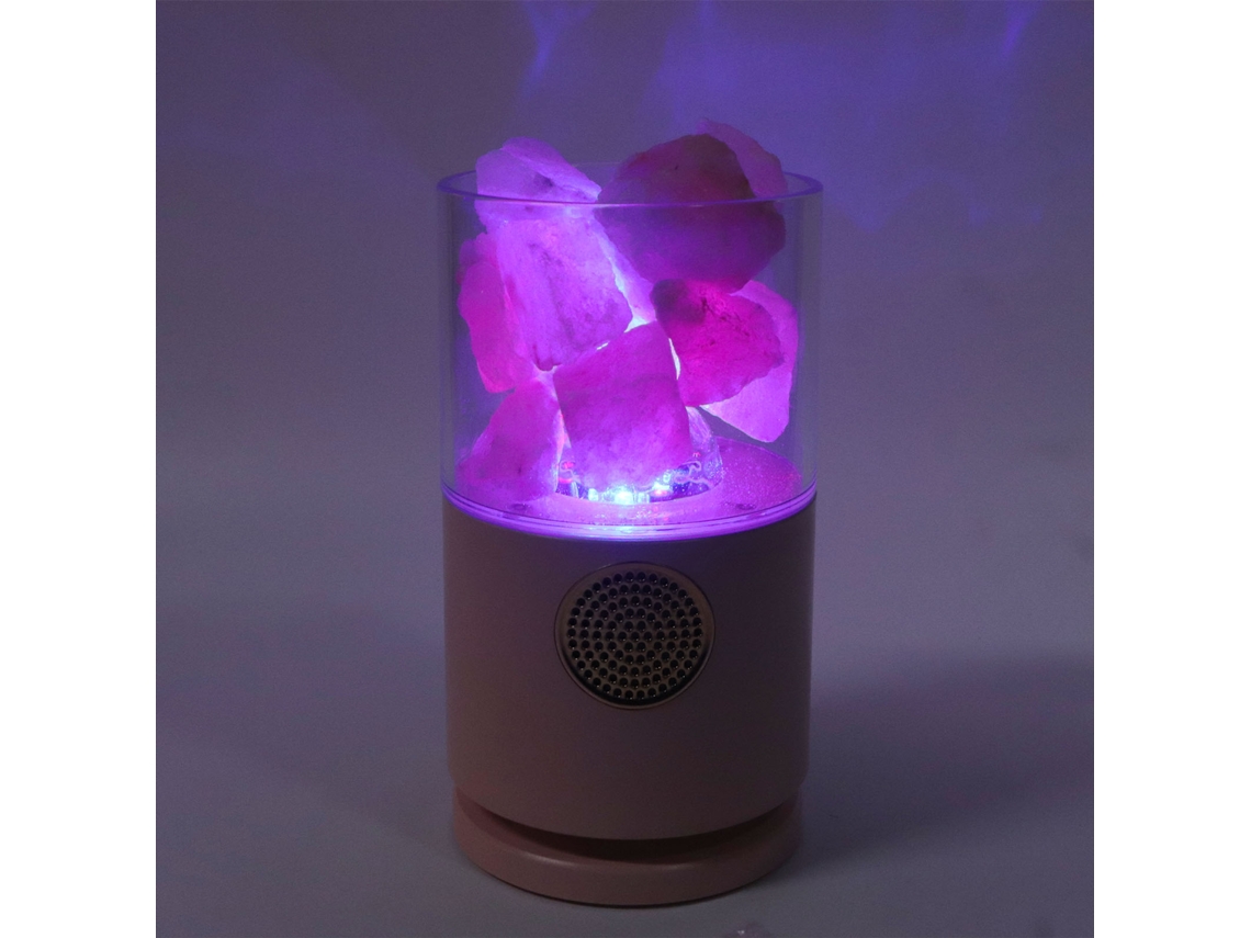 Lâmpada De Sal Projetor Com Alto-falante Bluetooth Controle Remoto Luz Noturna Decorativa Rosa Para Quarto Escritório