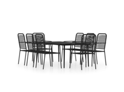 Dining Set, Dining Sets Vidaxl Preto Aço (mesa Com 200 Cm De Comprimento)