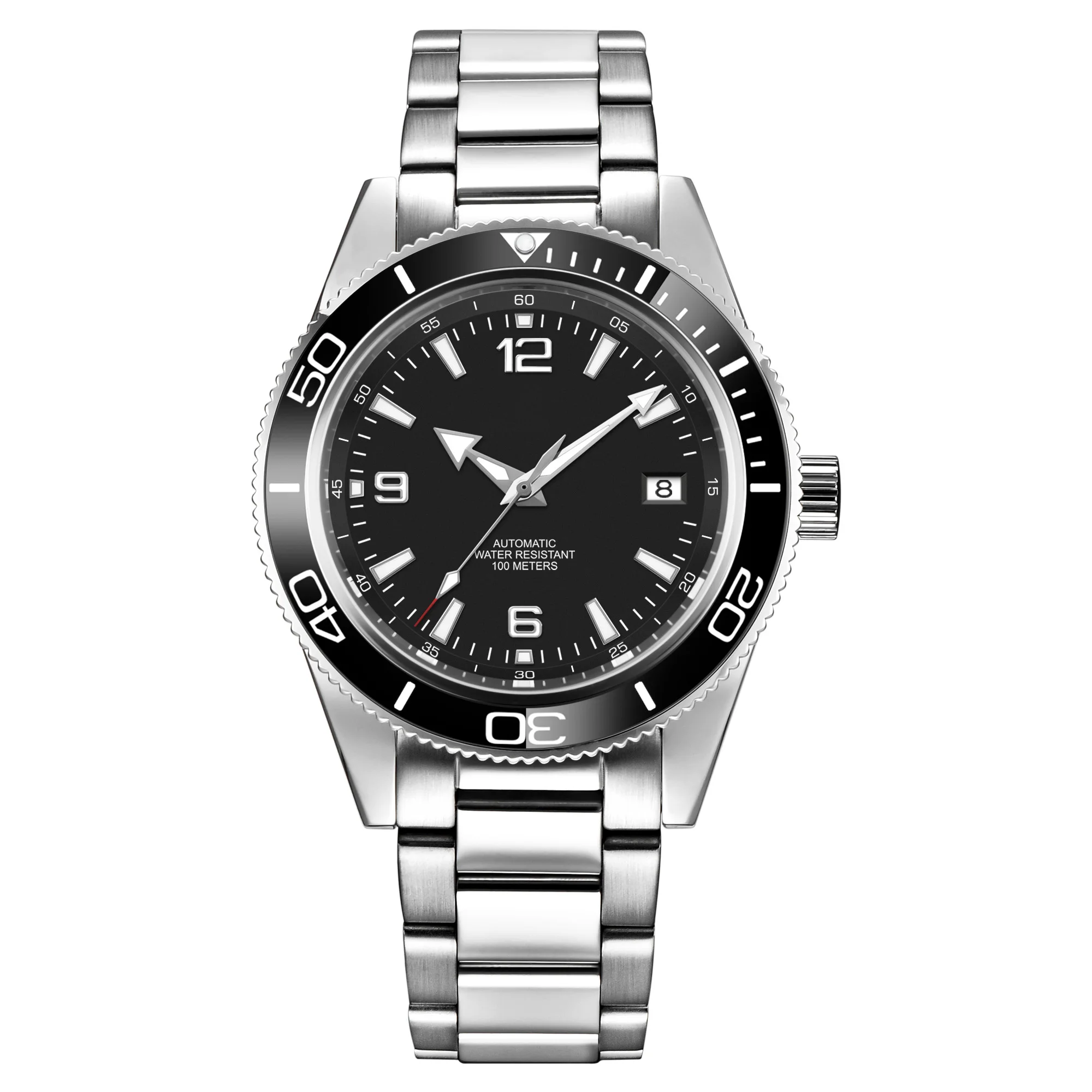 Relógio Masculino Automático Mecânico De 41 Mm (preto), Cristal De Safira, À Prova D'água E Luminoso.