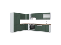 Cozinha de canto Fame-Line, 347 x 257 cm, PT Carvalho, Verde-Dourado Landhaus/Branco, VICCO