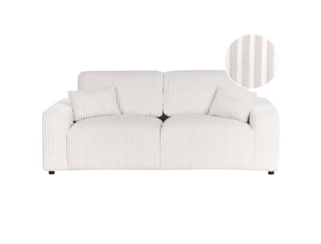 Sofá Beliani Sandora De Bombazine Branco 3 Lugares 216x98x87